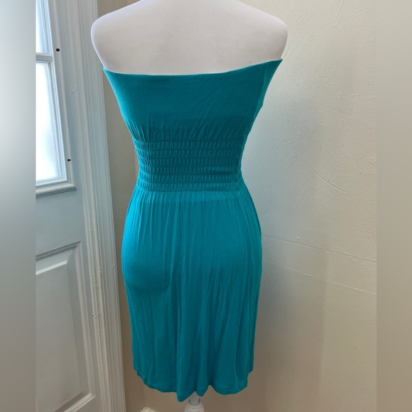Bebe Sport Strapless Mini Dress in Blue. Size XS - Picture 3 of 5